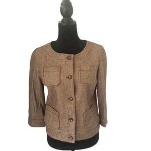 Nautica Brown Tweed Cropped Blazer Size 10